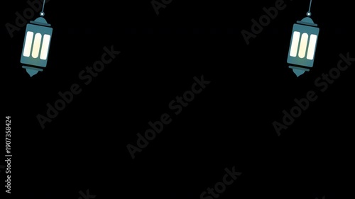 Ramadan lantern islamic background with alpha channel. Transparent ramadan design element animaton background. Motion graphics overlay. Ramadan template