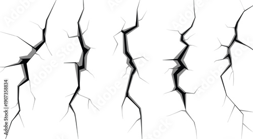 Crack, broken, damage, fracture, destruction, wall, floor, surface, texture, icon, vector, illustration, design, graphic, layout, minimal, stylized, symbol, effect, pattern