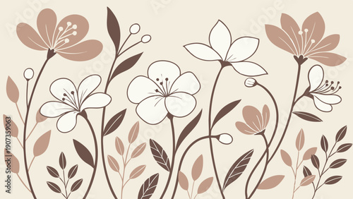 Elegant Minimalist Floral Border Design for Spring Wedding Invitations Branding Packaging Website Banners