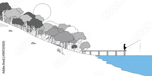 Hand drawn vector set of winter landscapes with snow, garden benches, stone paths, and geological ground soil layer cross section textures