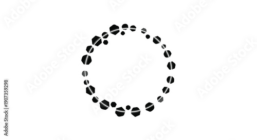 Creative coffee beans circle illustration for design and branding projects with black and white colors