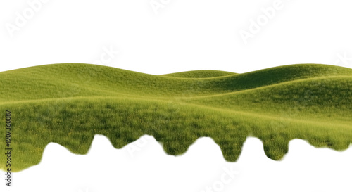 фотографія Rolling green hills PNG isolated on transparent background, lush grass landscape