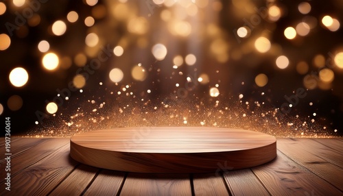 Wallpaper Mural Wooden Podium With Sparkling Lights Torontodigital.ca