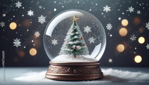 Wallpaper Mural Snow Globe With Christmas Tree And Snowflakes Christmas Souvenir Present For Cozy Happy Holidays Torontodigital.ca