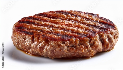 Wallpaper Mural Juicy Grilled Hamburger Patty Isolated On A White Background Perfect For Your Food And Culinary Projects Torontodigital.ca