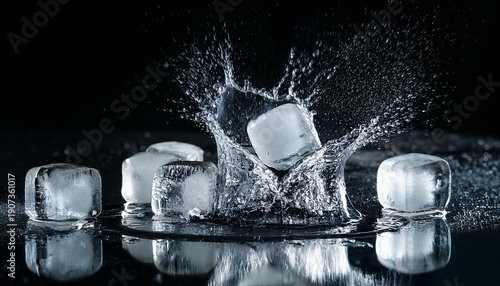Wallpaper Mural Ice Cubes Breaking In A Water Explosion Torontodigital.ca