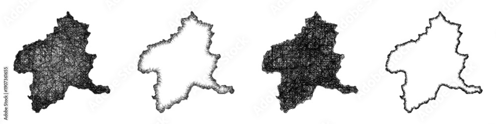 Obraz premium Sketch Gunma outline map design set