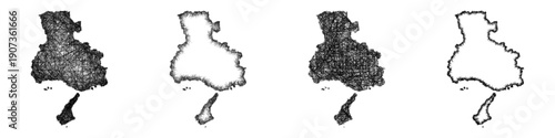 Sketch Hyogo outline map design set