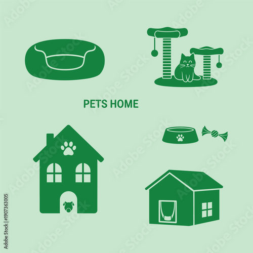 Green of pet friendly home and accessories pet home pet bed
