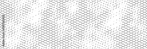 Fishing or soccer net. Repeated hexagon pattern. Black wired mesh texture isolated on white background. Metallic or fabric fence, cage or lattice structure. Vector graphic Illustration.