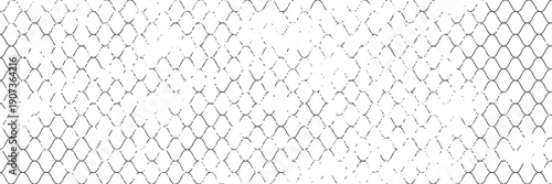 Fishing or soccer net. Repeated hexagon pattern. Black wired mesh texture isolated on white background. Metallic or fabric fence, cage or lattice structure. Vector graphic Illustration.