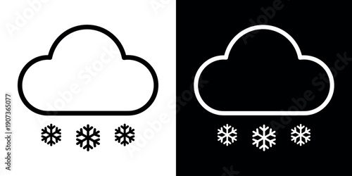 Snowing icon concept in flat black and white style on clean background vector illustration design