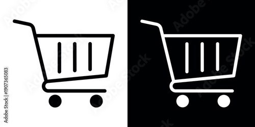 Shopping cart icon for e-commerce, web store buy button vector illustration. editable online shop UI symbol