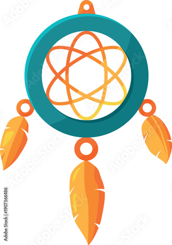 Dream catcher cartoon icon. Vintage magic feather talisman