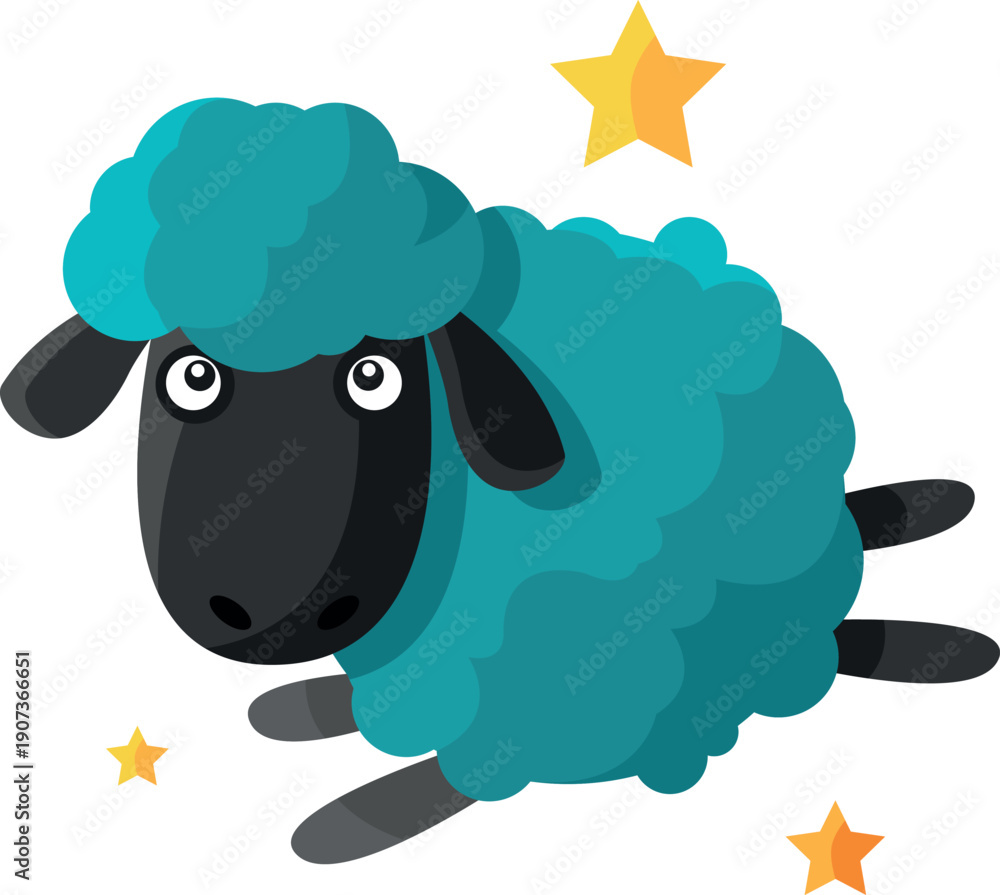 Obraz premium Flying sheep character. Dream mascot cartoon icon