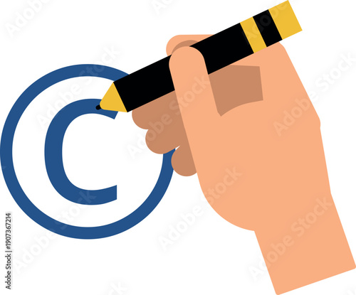 Author rights cartoon icon. Copyright color symbol