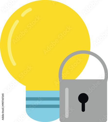 Idea protection color icon. Patent rights security