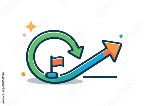 Strategic reversibility and designing decisions that can be safely undone in uncertain environments, a circular arrow looping back to a small checkpoint beside