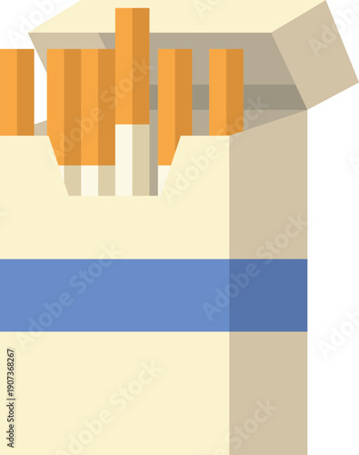 Cigarettes pack icon. Open cartoon paper box