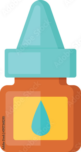 Nasal drops icon. Cartoon plastic medicament bottle