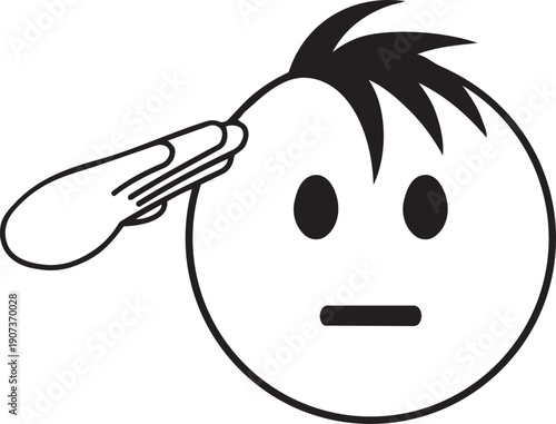 Salute Emoji: A graphic illustration of an emoji giving a respectful salute, simple and symbolic.