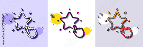Ranking star line icon. Halftone dotted pattern. Gradient icon with grain shadow. Click rating sign. Best rank symbol. Line ranking star icon. Various designs. Vector