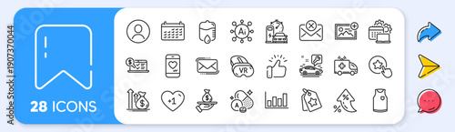 Online accounting, Add photo and T-shirt line icons. Interest rate, AI generate, Inflation icons. Pack of Ambulance car, Software, Budget icon. Vector