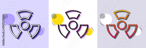 Chemical hazard line icon. Halftone dotted pattern. Gradient icon with grain shadow. Laboratory toxic sign. Chemistry warning symbol. Line chemical hazard icon. Various designs. Vector