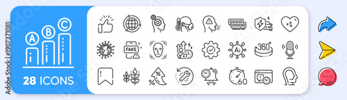 Face detection, Cough and Difficult stress line icons. Interest rate, AI generate, Inflation icons. Pack of Microphone, Recovery tool, Psychology icon. Timer, Ram, Gluten free pictogram. Vector