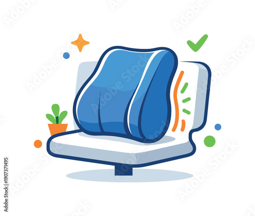 Everyday gentle care for relaxed lower back and body comfort during routine daily sitting at home or work, a lumbar cushion paired with soft alignment lines