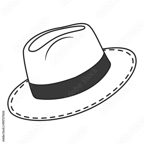 Fedora hat vector icon, linear illustration of headwear in doodle style