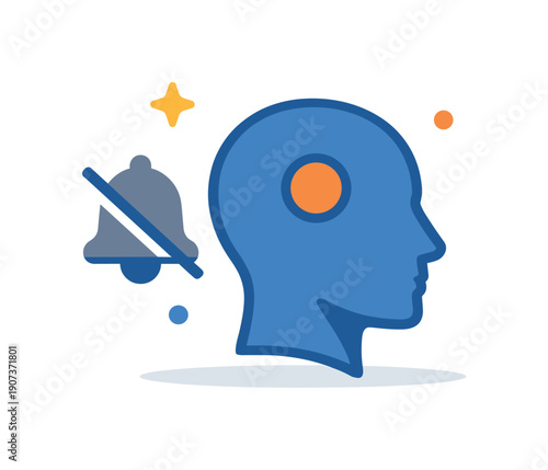 Cognitive clarity and intentional focus for knowledge workers navigating constant digital noise and information overload, a muted notification symbol paired