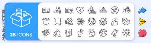 Table lamp, Notification bell and Inflation line icons. Interest rate, AI generate, Inflation icons. Pack of Chromium mineral, Warning, Phone charging icon. Vector