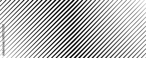 Thin slash line seamless pattern. Repeated fine diagonal lines background. Pinstripe wallpaper. Black and white tilted slanted strip backdrop. Repeating oblique linear texture overlay