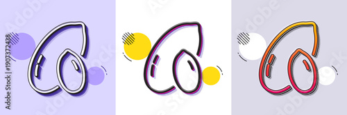 Peanut line icon. Halftone dotted pattern. Gradient icon with grain shadow. Tasty nut sign. Vegan food symbol. Line peanut icon. Various designs. Vector