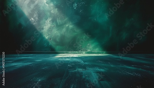 Wallpaper Mural Dramatic green spotlight shining on empty industrial floor with textured wall Torontodigital.ca