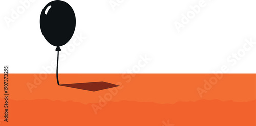 Single balloon silhouette with smooth oval shape and short string shown in 3/4 view, positioned in the left third of a 3:2 canvas