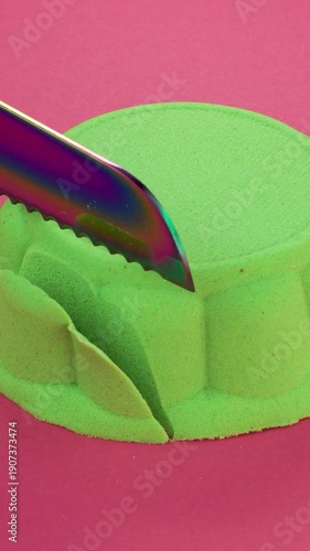 
Very Satisfying and Relaxing Kinetic Sand ASMR video. Cutting anti stress macro close up colorful Kinetic Sand with a Knife. ASMR sounds.
