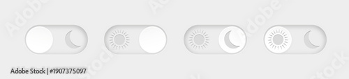 Day and night mode. Dark mode and light mode. Modern button set. Material design switch button. Vector
