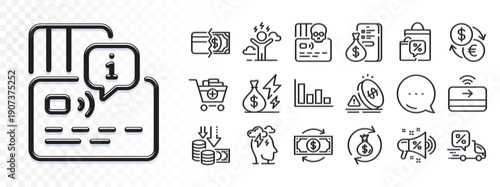 Difficult stress, Electricity price and Payment methods line icons for web app. Glare of light effect. Message icon. Pack of Currency exchange, Money, Contactless payment pictogram icons. Vector
