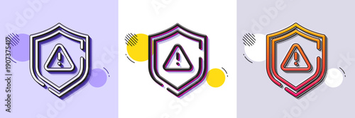 Shield line icon. Halftone dotted pattern. Gradient icon with grain shadow. Privacy secure sign. Safe defense symbol. Line shield icon. Various designs. Vector