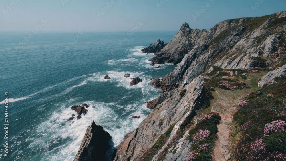 Fototapeta premium Coastal Cliffs and Crashing Waves
