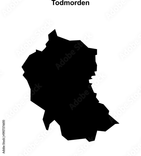 Todmorden (England) blank outline map