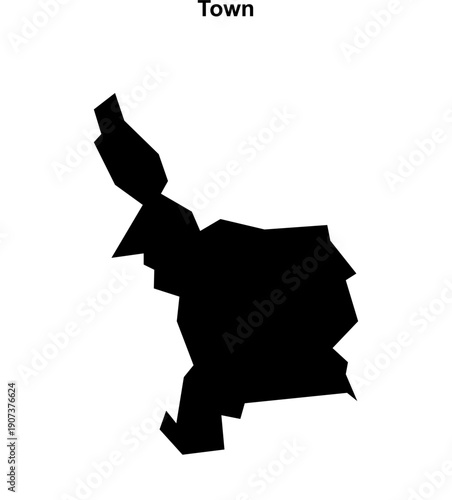 Town (England) blank outline map