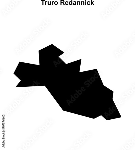 Truro Redannick (England) blank outline map