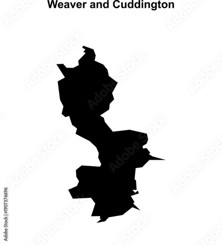 Weaver and Cuddington (England) blank outline map