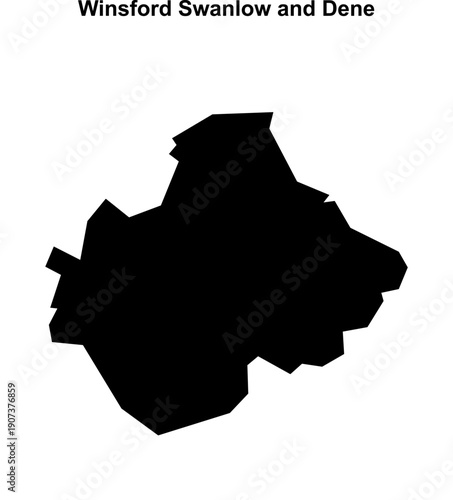 Принти на полотні Winsford Swanlow and Dene (England) blank outline map