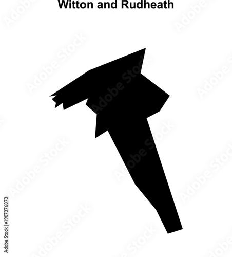 Witton and Rudheath (England) blank outline map