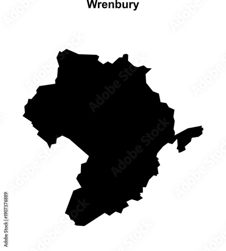 Wrenbury (England) blank outline map