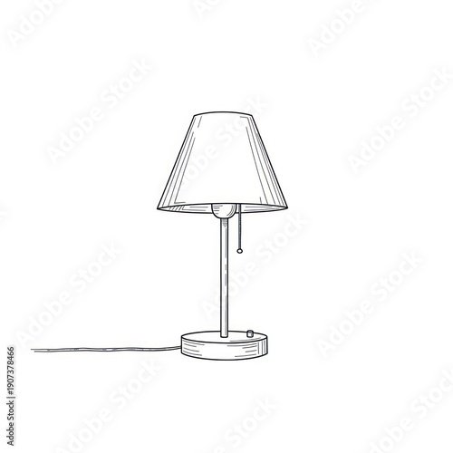 Minimalist lamp illustration on white background for design concepts